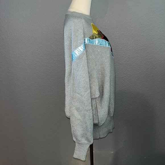 Vintage 80'S METALLIC AWARD DESIGN WESTERN APPAREL SILVER & LAME CACTUS DESIGN L - Picture 5 of 12